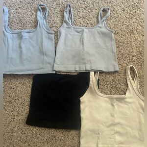Women's Ribbed Tank Top Set - Blue, Black, White